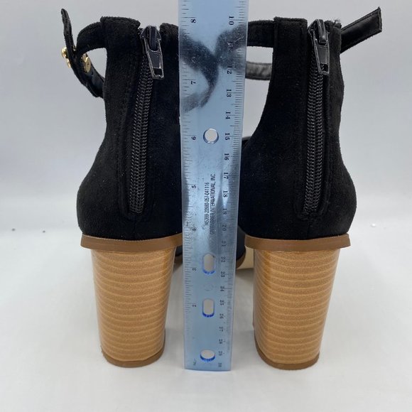 A FSJ Pointy Toe Ankle Strap Chunky Cutout Heel Pump - Picture 7 of 9